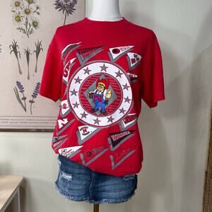 Vintage 90s Red Nebraska Huskers Cornhuskers Single Stitch Graphic T-Shirt M